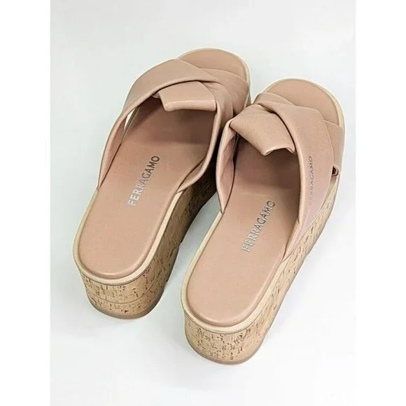 Ferragamo Women's Engracia Platform Slide Sandals in Rosa Size 7 C (MSRP $695) - Picture 7 of 11